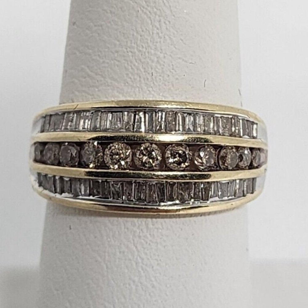 14K YELLOW GOLD HESSONITE & GOSHENITE RING  SIZE 6
